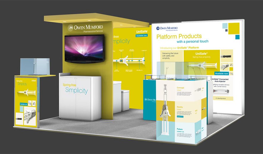 Creative and compelling event stand to support launch of rebrand